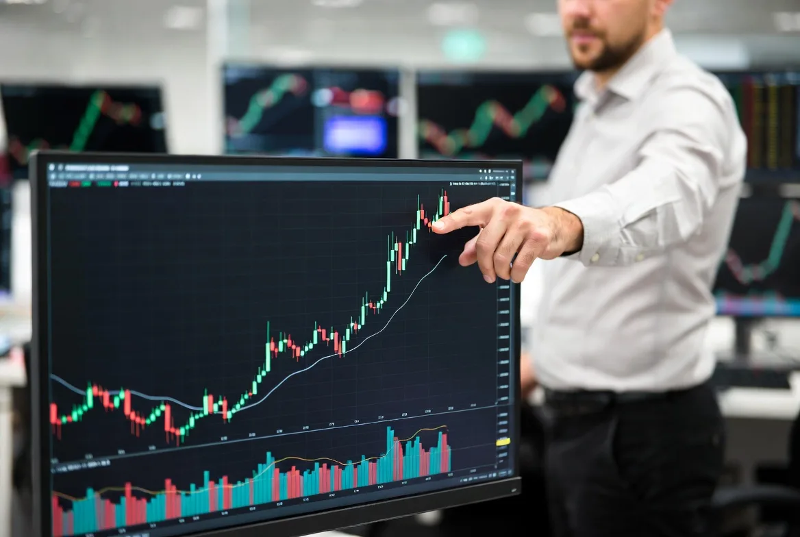 upward stock market trend shown on trading screen