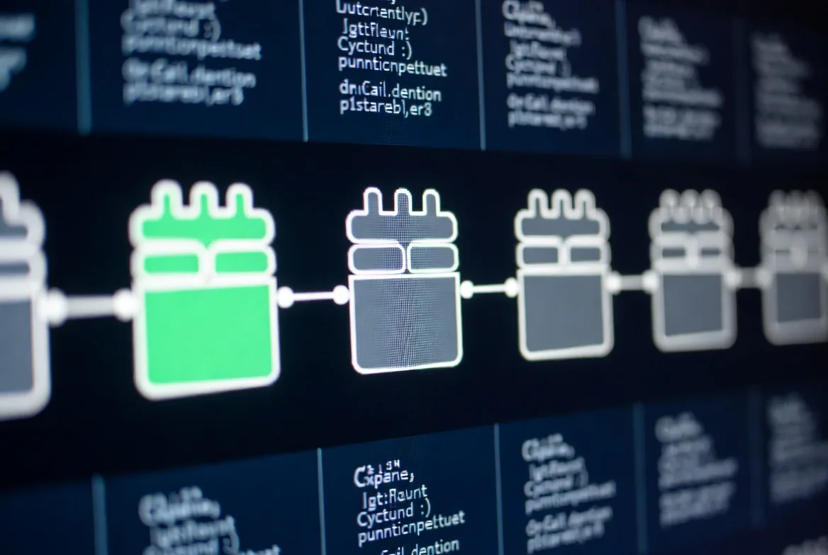 blockchain structure showing first genesis block concept