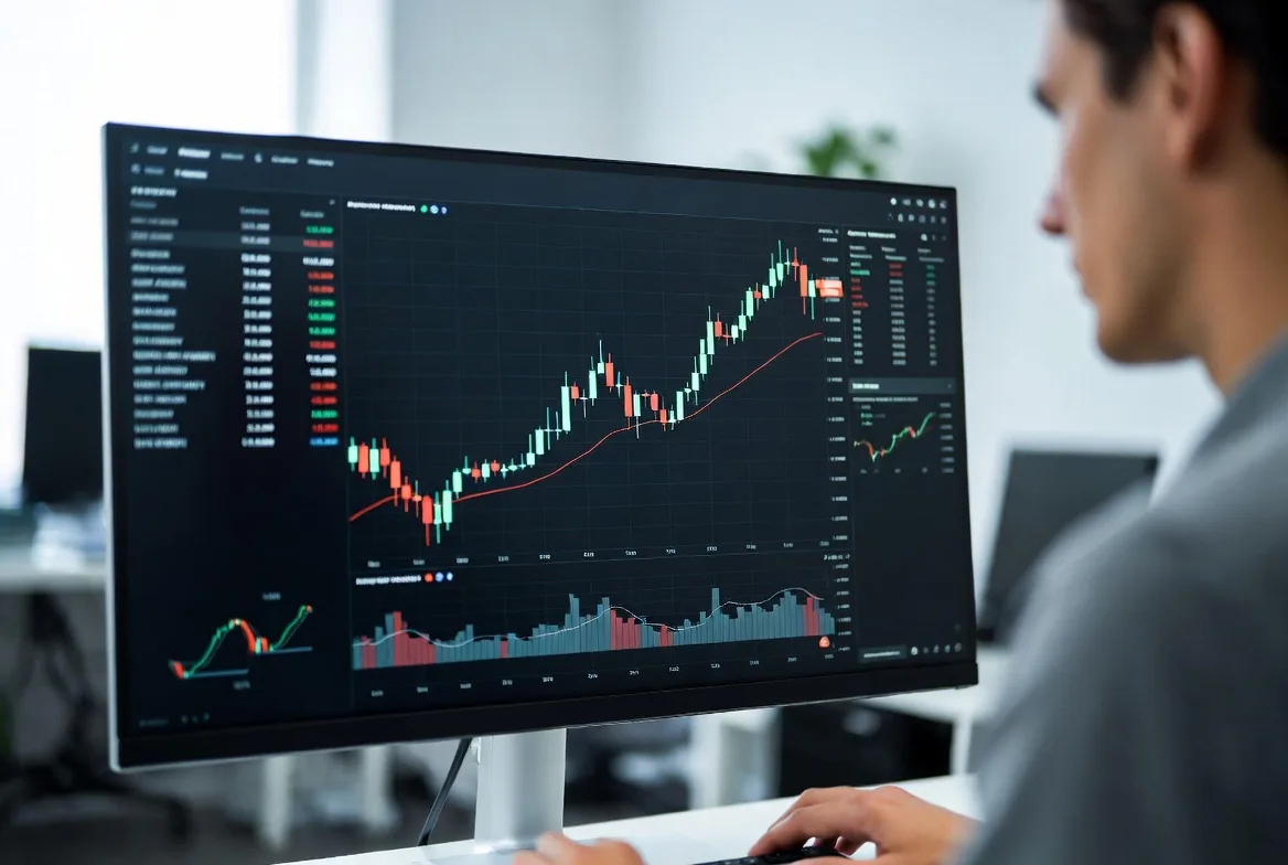 person analyzing cryptocurrency growth and timeline data