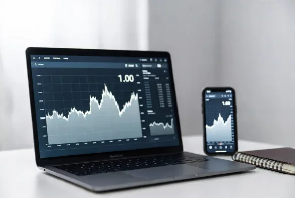 stablecoin price chart showing stable value on laptop