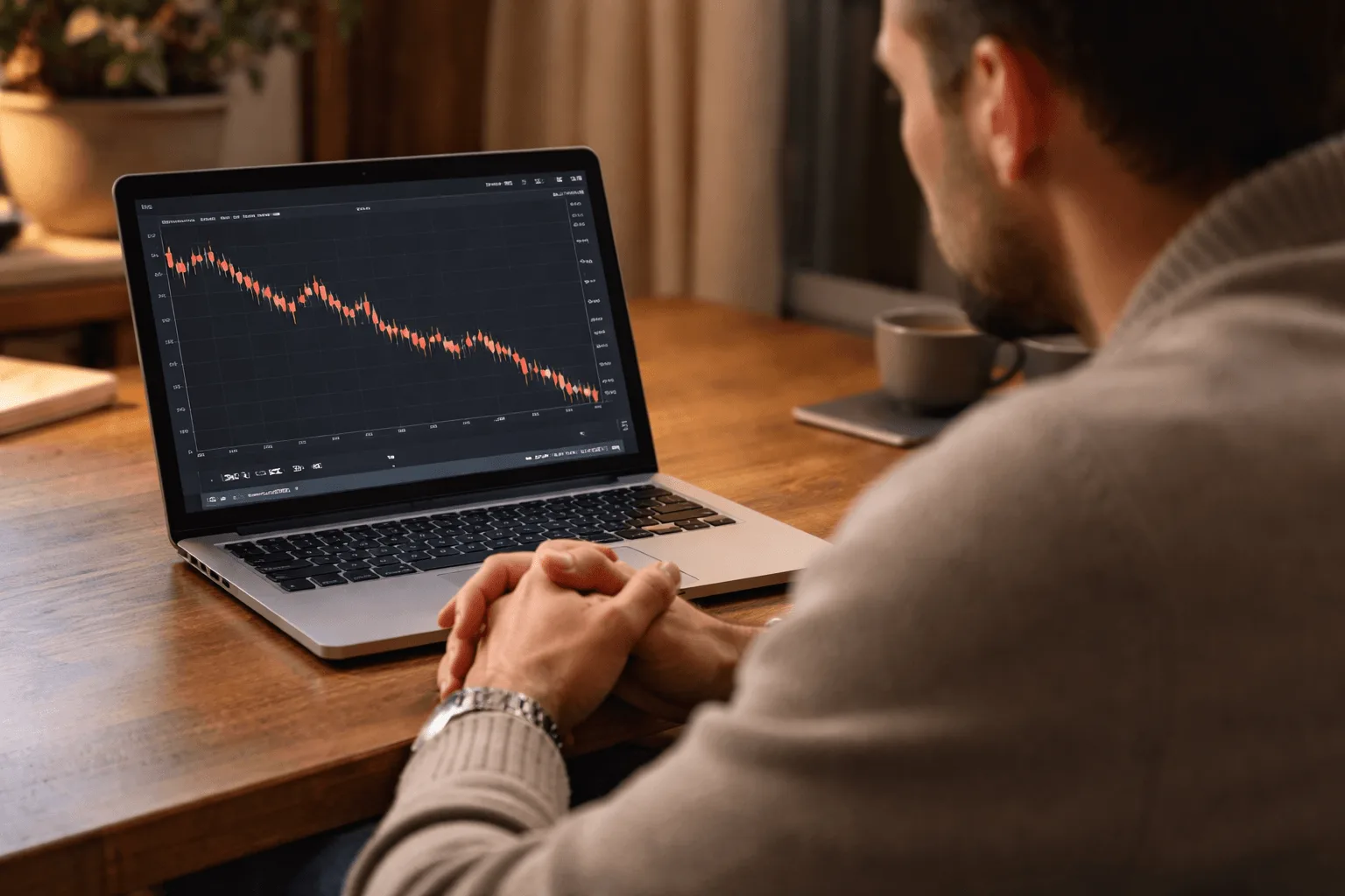 calm investor holding crypto despite falling prices