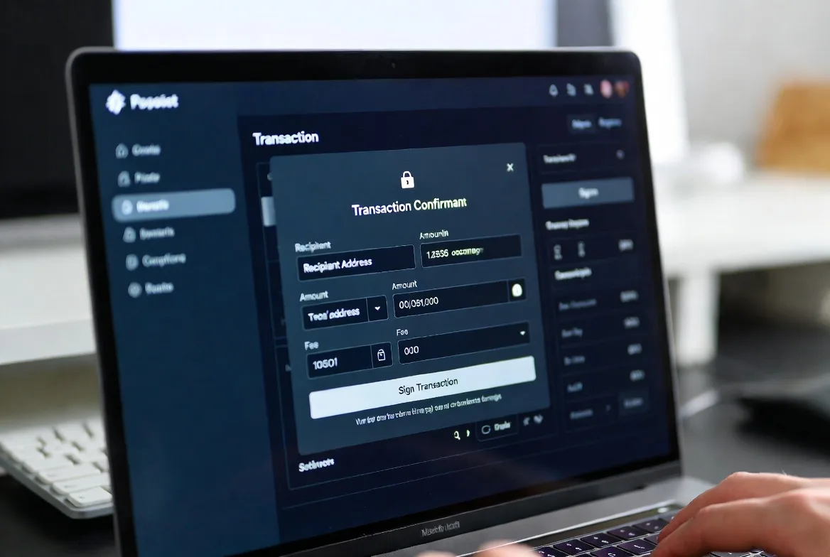 crypto transaction signing process in altcoin wallet interface