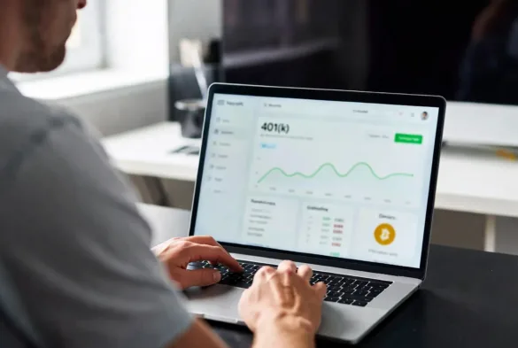 investor reviewing 401k portfolio with crypto allocation