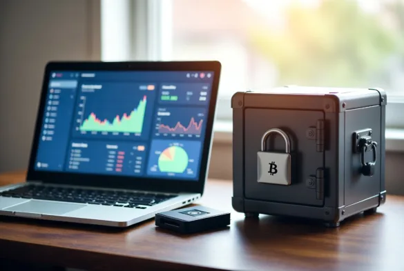 secure crypto custody setup with hardware wallet and asset management interface