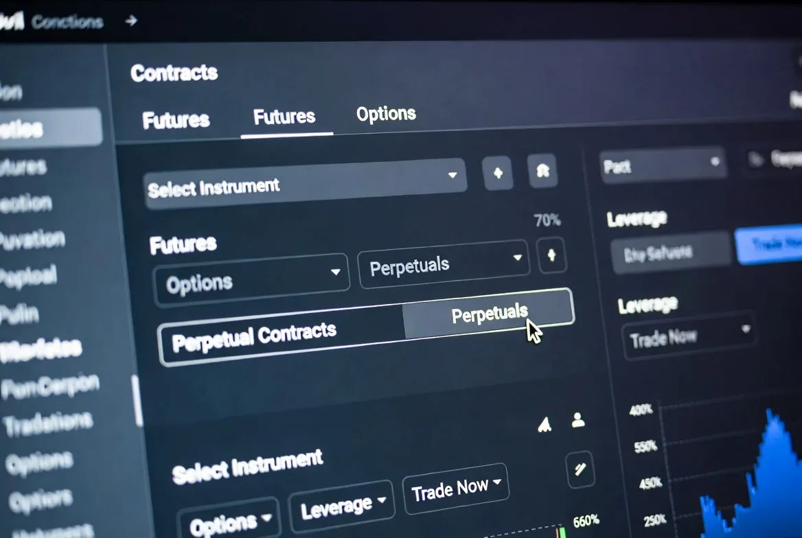 selecting crypto derivatives contracts on trading platform