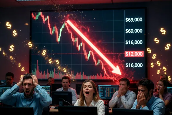 Bitcoin crash from $69K to $16K, showing market cap evaporation and investor reaction