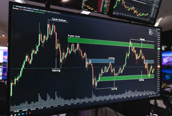 Bitcoin long-term chart showing cyclical rallies and crashes