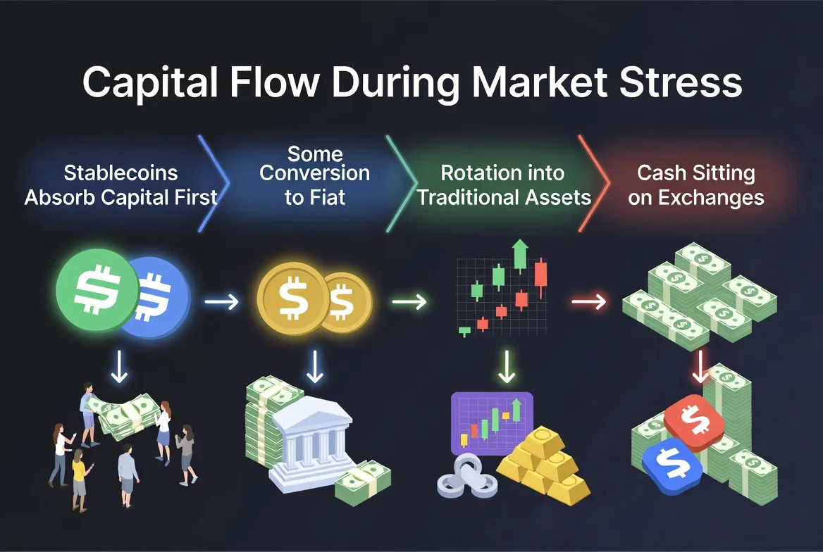Capital flow paths during a crypto downturn