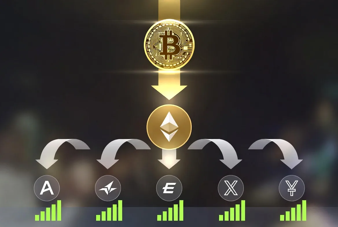 Capital moving from Bitcoin to major altcoins and smaller projects