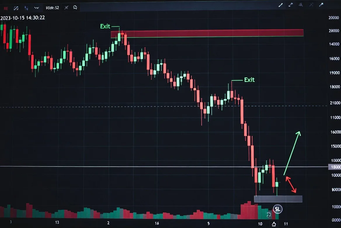 Chart illustrating trend-following short strategy with stop-loss and targets