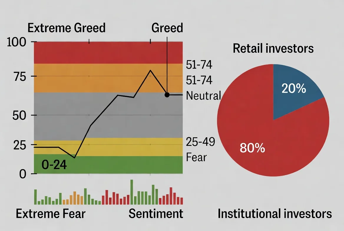 Crypto sentiment analysis showing Fear & Greed and social metrics