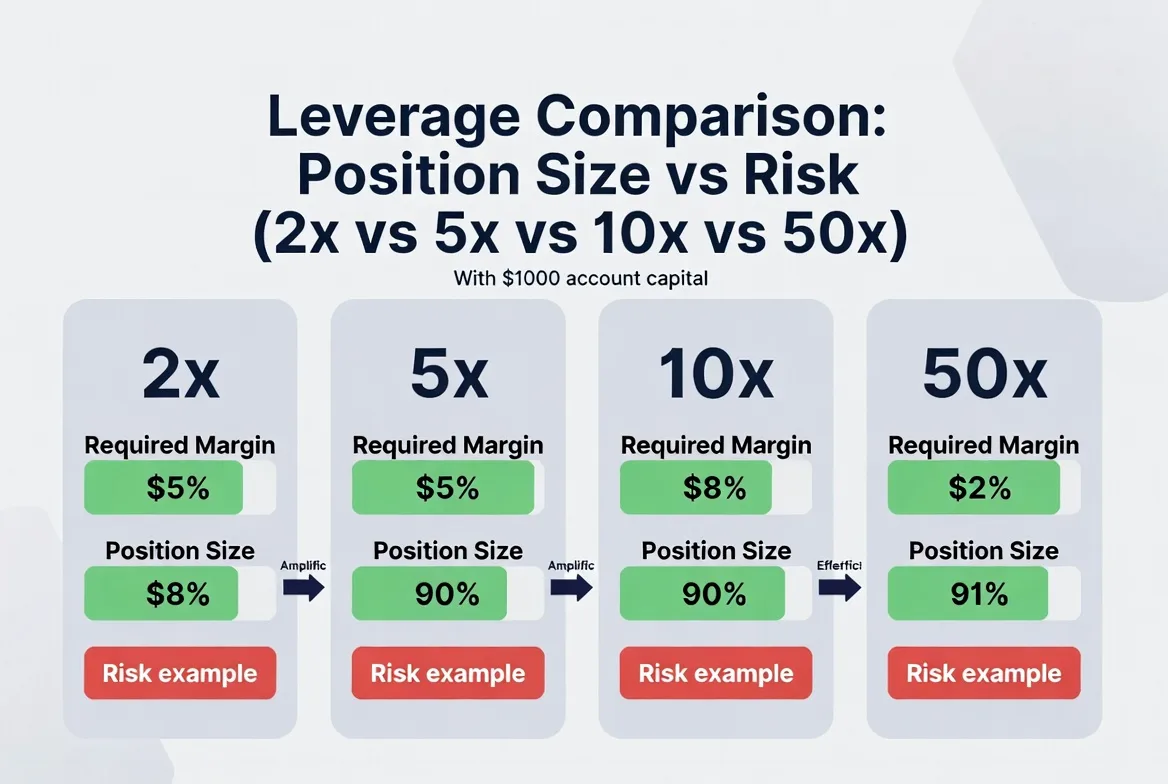 Leverage multiplier effect on crypto positions and risk