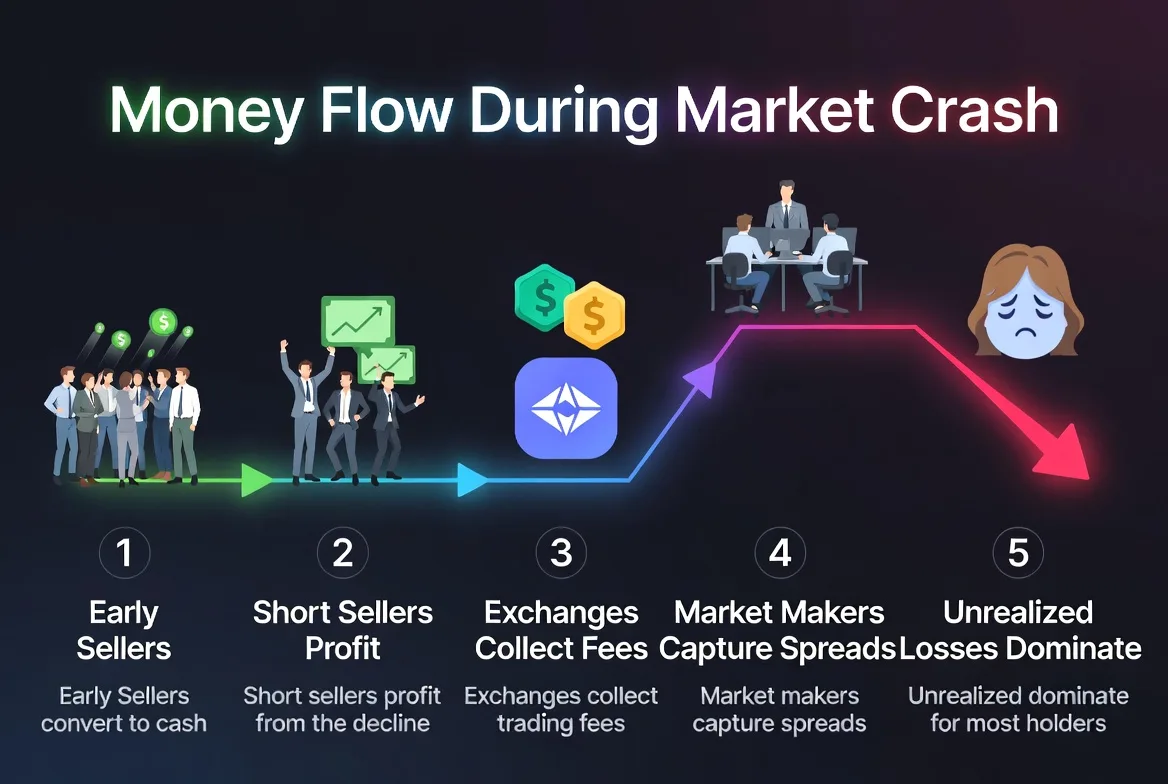 Showing actual money movement vs. evaporated market cap during crashes