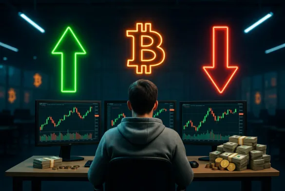 Trader showing leveraged Bitcoin exposure with $100k vs $5k margin